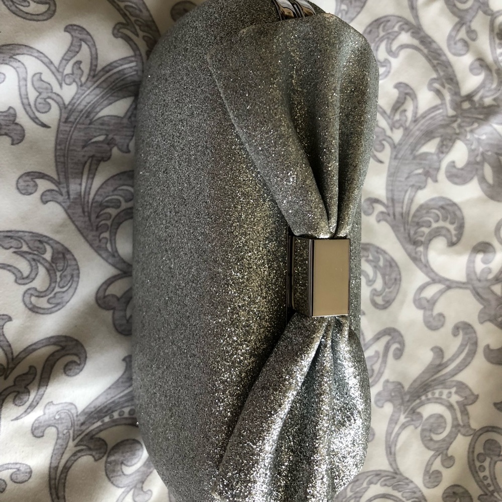 Aldo silver glitter cute bow dress clutch